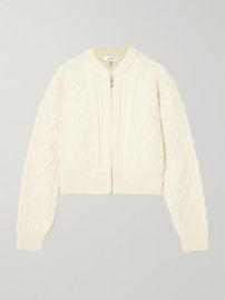 FRAME Cropped cable-knit merino wool zip-up cardigan at Net a Porter